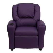 Load image into Gallery viewer, Contemporary Purple Vinyl Kids Recliner with Cup Holder and Headrest