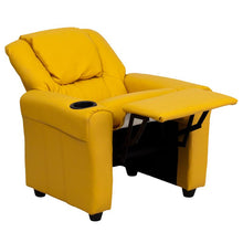 Load image into Gallery viewer, Contemporary Yellow Vinyl Kids Recliner with Cup Holder and Headrest