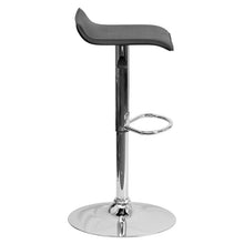 Load image into Gallery viewer, Black Vinyl Adjustable Height Barstool with Solid Wave Seat and Chrome Base