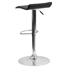 Load image into Gallery viewer, Black Vinyl Adjustable Height Barstool with Solid Wave Seat and Chrome Base