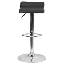 Load image into Gallery viewer, Black Vinyl Adjustable Height Barstool with Solid Wave Seat and Chrome Base