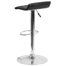 Load image into Gallery viewer, Black Vinyl Adjustable Height Barstool with Quilted Wave Seat and Chrome Base