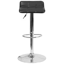 Load image into Gallery viewer, Black Vinyl Adjustable Height Barstool with Quilted Wave Seat and Chrome Base