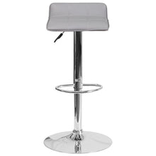 Load image into Gallery viewer, Gray Vinyl Adjustable Height Barstool with Quilted Wave Seat and Chrome Base