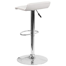 Load image into Gallery viewer, White Vinyl Adjustable Height Barstool with Quilted Wave Seat and Chrome Base