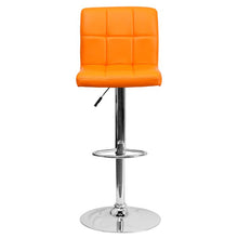Load image into Gallery viewer, Contemporary Orange Quilted Vinyl Adjustable Height Barstool with Chrome Base