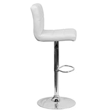 Load image into Gallery viewer, Contemporary White Quilted Vinyl Adjustable Height Barstool with Chrome Base
