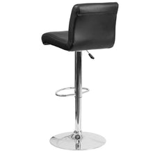 Load image into Gallery viewer, Black Vinyl Adjustable Height Barstool with Rolled Seat and Chrome Base