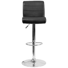 Load image into Gallery viewer, Black Vinyl Adjustable Height Barstool with Rolled Seat and Chrome Base
