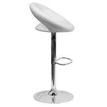 Load image into Gallery viewer, White Vinyl Rounded Orbit-Style Back Adjustable Height Barstool with Chrome Base