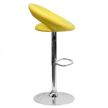 Load image into Gallery viewer, Yellow Vinyl Rounded Orbit-Back Adjustable Height Barstool with Chrome Base