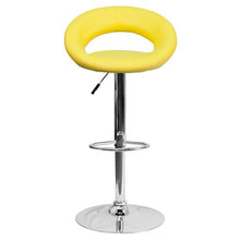 Load image into Gallery viewer, Yellow Vinyl Rounded Orbit-Back Adjustable Height Barstool with Chrome Base