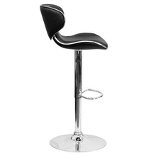 Load image into Gallery viewer, Cozy Mid-Back Black Vinyl Adjustable Height Barstool with Chrome Base