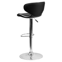 Load image into Gallery viewer, Cozy Mid-Back Black Vinyl Adjustable Height Barstool with Chrome Base