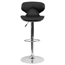 Load image into Gallery viewer, Cozy Mid-Back Black Vinyl Adjustable Height Barstool with Chrome Base