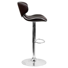 Load image into Gallery viewer, Cozy Mid-Back Brown Vinyl Adjustable Height Barstool with Chrome Base