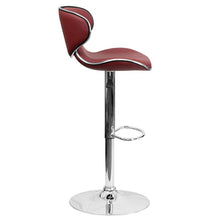 Load image into Gallery viewer, Cozy Mid-Back Burgundy Vinyl Adjustable Height Barstool with Chrome Base