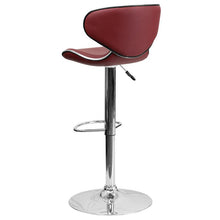 Load image into Gallery viewer, Cozy Mid-Back Burgundy Vinyl Adjustable Height Barstool with Chrome Base