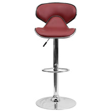 Load image into Gallery viewer, Cozy Mid-Back Burgundy Vinyl Adjustable Height Barstool with Chrome Base