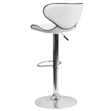 Load image into Gallery viewer, Cozy Mid-Back White Vinyl Adjustable Height Barstool with Chrome Base