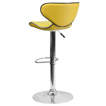 Load image into Gallery viewer, Cozy Mid-Back Yellow Vinyl Adjustable Height Barstool with Chrome Base
