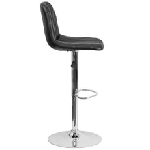 Load image into Gallery viewer, Black Vinyl Barstool with Embellished Stitch Design and Chrome Base