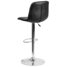 Load image into Gallery viewer, Black Vinyl Barstool with Embellished Stitch Design and Chrome Base