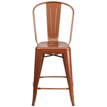 Load image into Gallery viewer, 24" High Copper Metal Indoor-Outdoor Counter Height Stool with Back