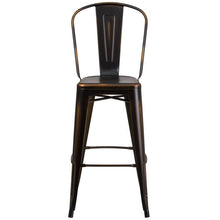 Load image into Gallery viewer, 30" High Distressed Copper Metal Indoor-Outdoor Barstool with Back