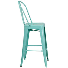 Load image into Gallery viewer, 30" High Mint Green Metal Indoor-Outdoor Barstool with Back