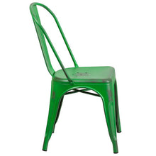 Load image into Gallery viewer, Commercial Grade Distressed Green Metal Indoor-Outdoor Stackable Chair