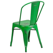 Load image into Gallery viewer, Commercial Grade Distressed Green Metal Indoor-Outdoor Stackable Chair