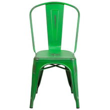Load image into Gallery viewer, Commercial Grade Distressed Green Metal Indoor-Outdoor Stackable Chair