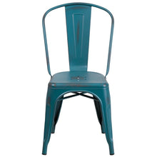 Load image into Gallery viewer, Distressed Kelly Blue-Teal Metal Indoor-Outdoor Stackable Chair