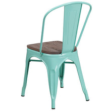 Load image into Gallery viewer, Mint Green Metal Stackable Chair with Wood Seat