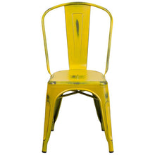 Load image into Gallery viewer, Commercial Grade Distressed Yellow Metal Indoor-Outdoor Stackable Chair