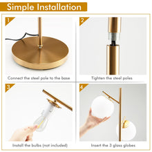 Load image into Gallery viewer, 3-Globe Floor Lamp with Foot Switch and Bulb Bases-Golden