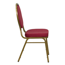 Load image into Gallery viewer, Teardrop Back Stacking Banquet Chair in Burgundy Patterned Fabric - Gold Frame