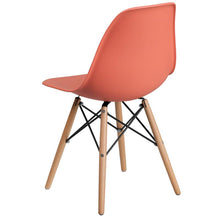 Load image into Gallery viewer, Peach Plastic Chair with Wooden Legs