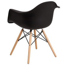 Load image into Gallery viewer, Black Plastic Chair with Wooden Legs