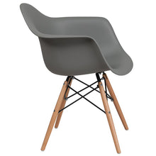 Load image into Gallery viewer, Moss Gray Plastic Chair with Wooden Legs