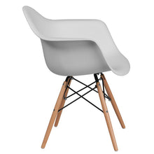Load image into Gallery viewer, White Plastic Chair with Wooden Legs