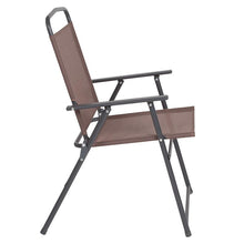 Load image into Gallery viewer, 6 Piece Brown Patio Garden Set with Umbrella Table and Set of 4 Folding Chairs