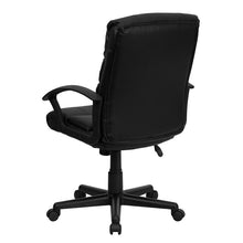 Load image into Gallery viewer, Mid-Back Black LeatherSoft Swivel Task Office Chair with Arms