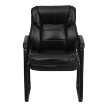 Load image into Gallery viewer, Black Executive Side Reception Chair with Lumbar Support and Sled Base