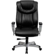 Load image into Gallery viewer, 400 lb. Rated Black Executive Office Chair with Silver Adjustable Arms