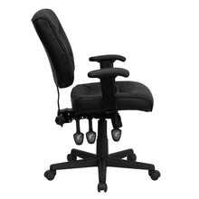 Load image into Gallery viewer, Mid-Back Black Multifunction Swivel Task Office Chair with Adjustable Arms