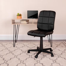 Load image into Gallery viewer, Mid-Back Black Quilted Vinyl Swivel Task Office Chair