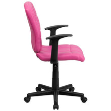 Load image into Gallery viewer, Mid-Back Pink Quilted Vinyl Swivel Task Office Chair with Arms