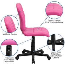 Load image into Gallery viewer, Mid-Back Pink Quilted Vinyl Swivel Task Office Chair